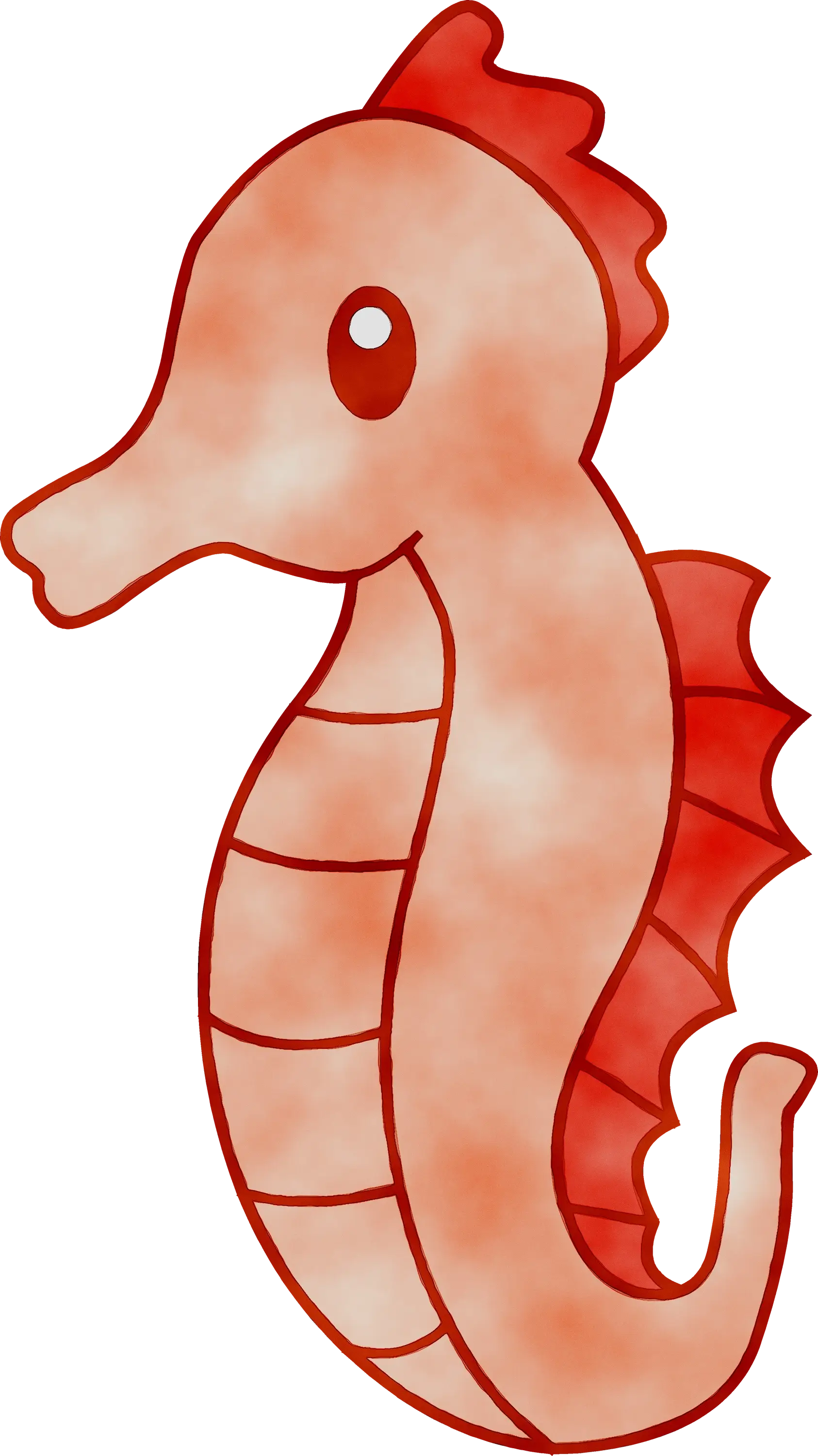 Red Seahorse Cartoon Drawing
