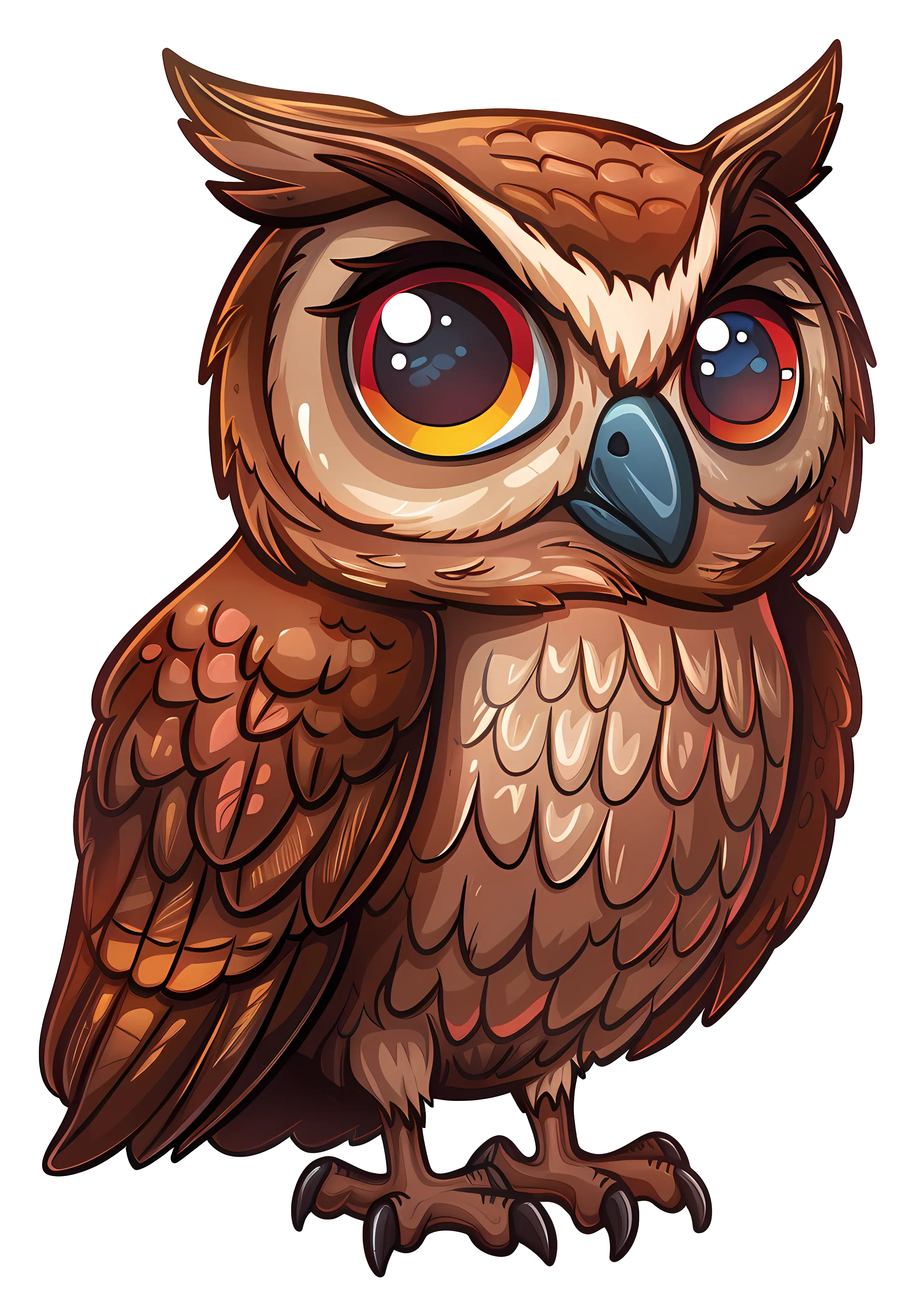 Cute Cartoon Owl with Big Eyes Illustration