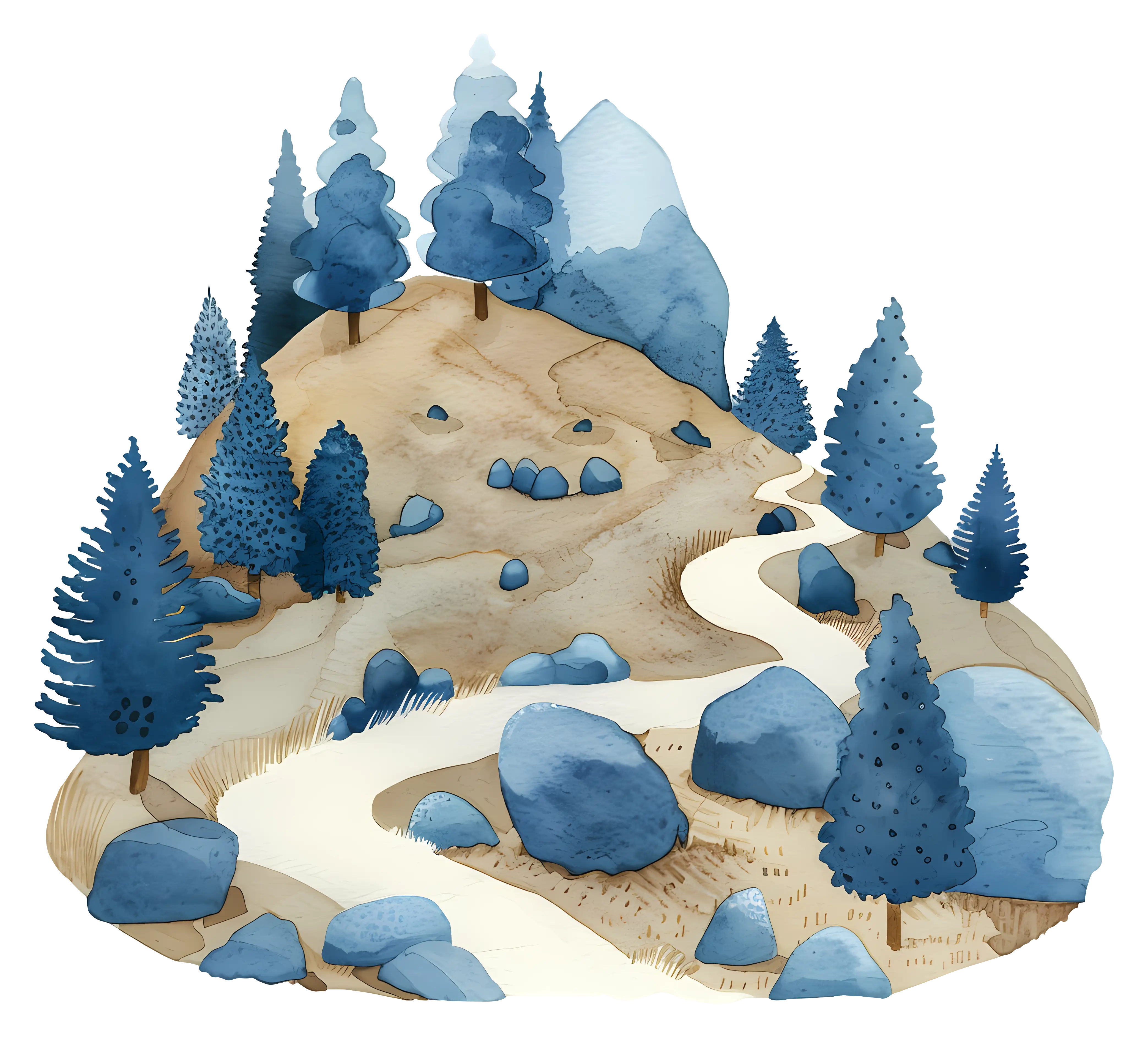 Mountain Landscape with Pine Trees