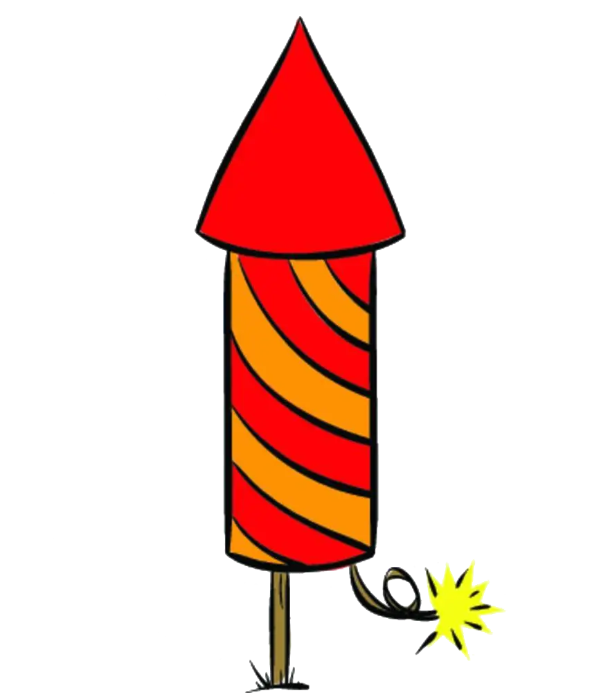 Red Rocket Firework with Lit Fuse