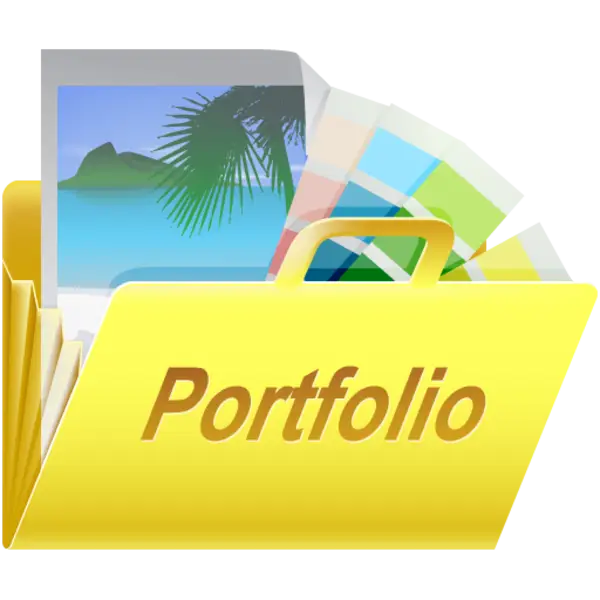 Yellow Portfolio Folder with Icons