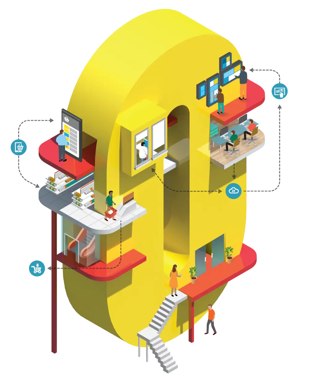 Isometric Business Structure Illustration