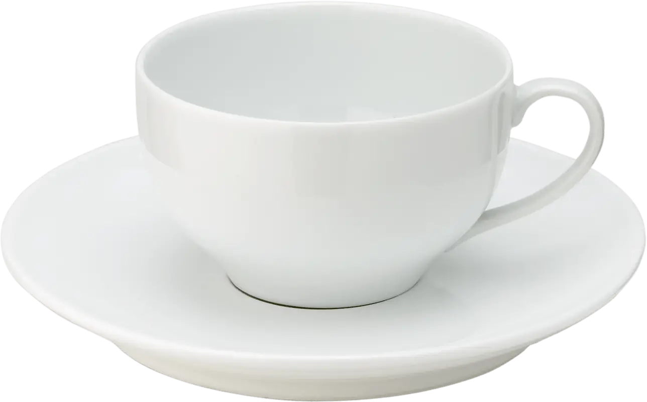 White Teacup with Matching Saucer for Tea Time