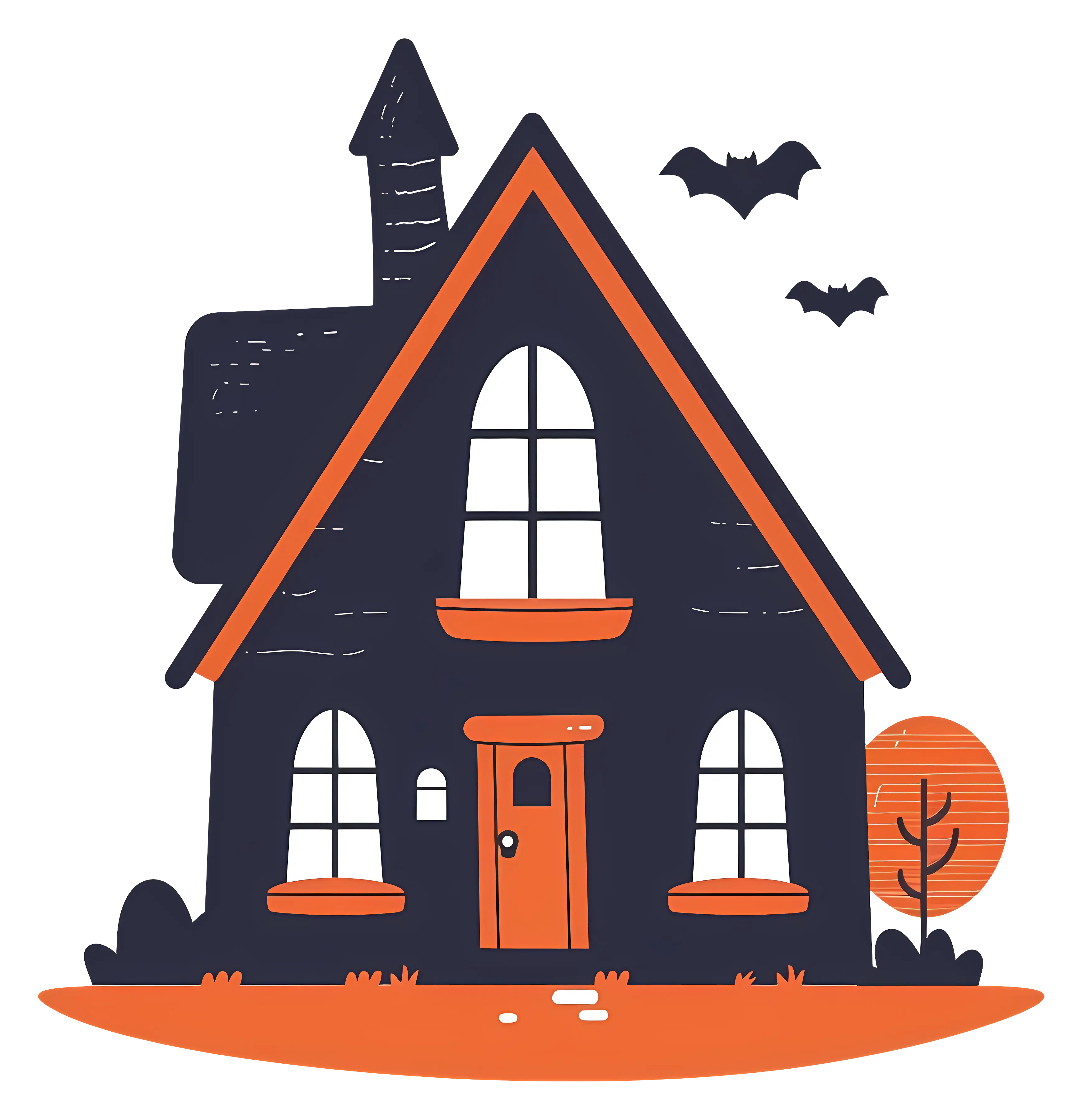 Spooky Halloween House Illustration
