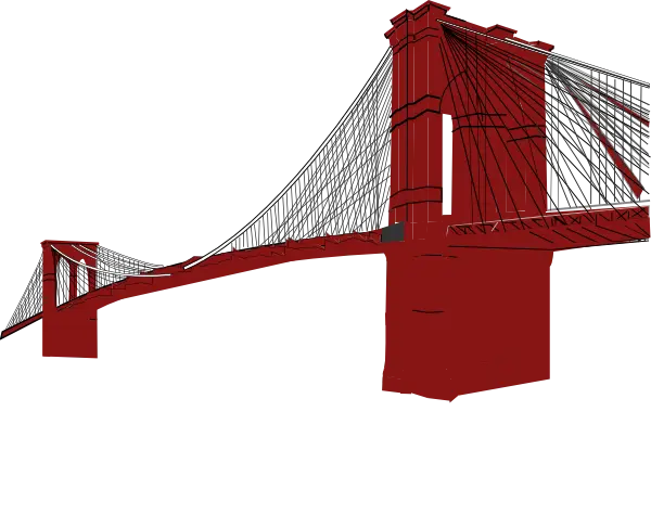 Iconic Red Suspension Bridge Illustration