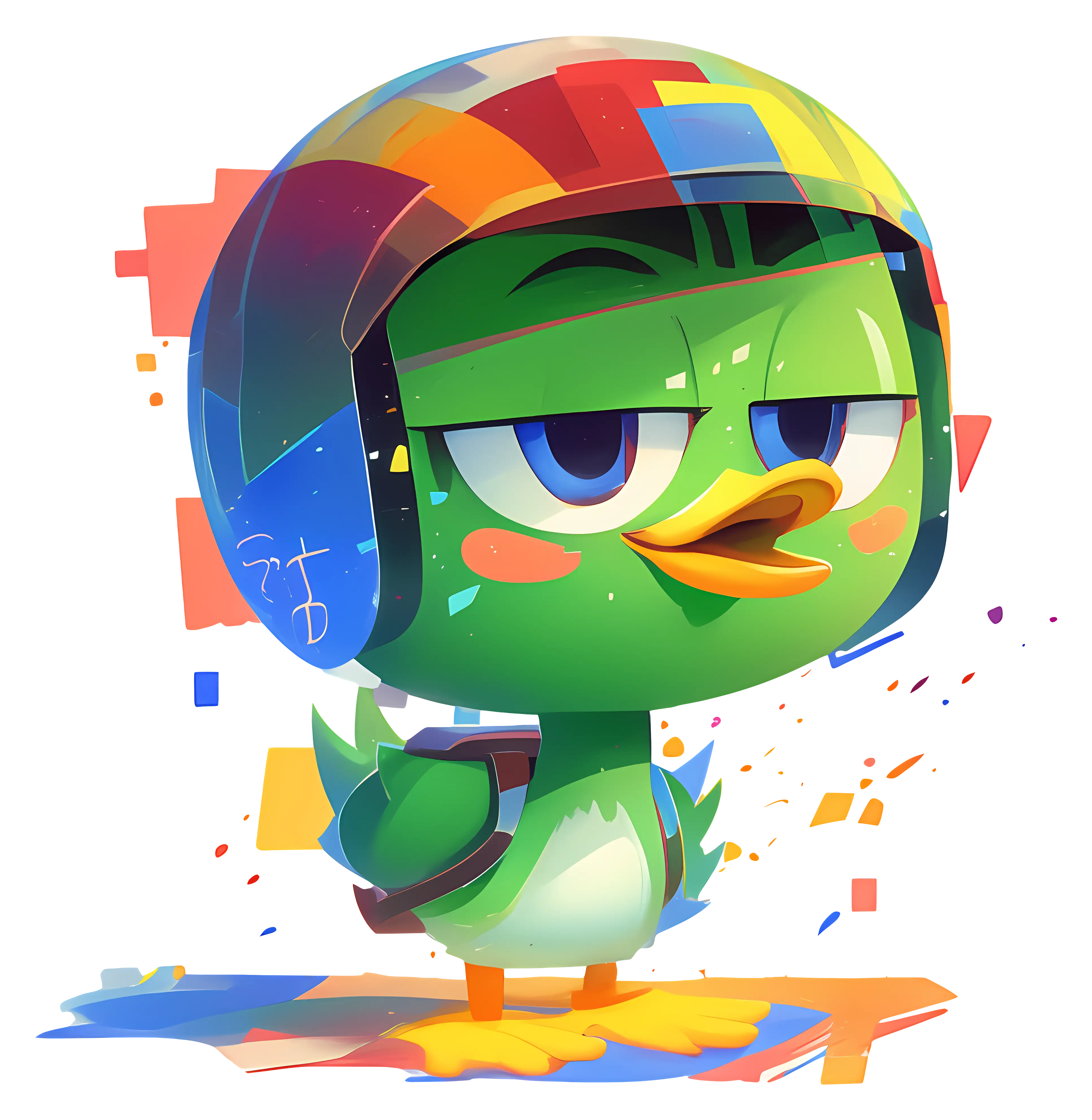 Cartoon Duck with Colorful Helmet