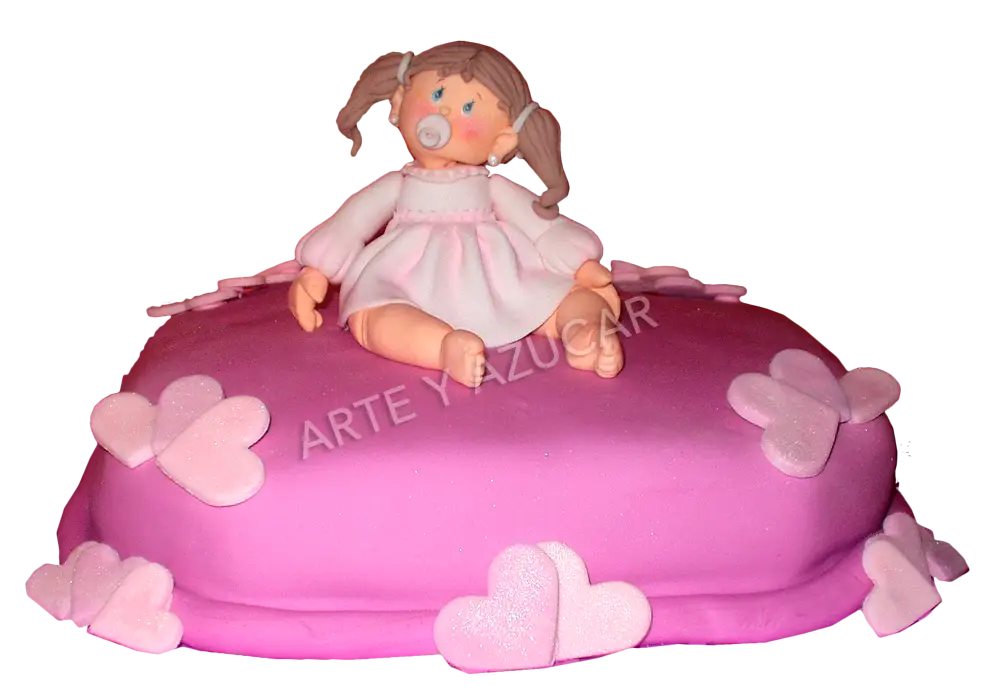 Pink Cake with Doll Decoration
