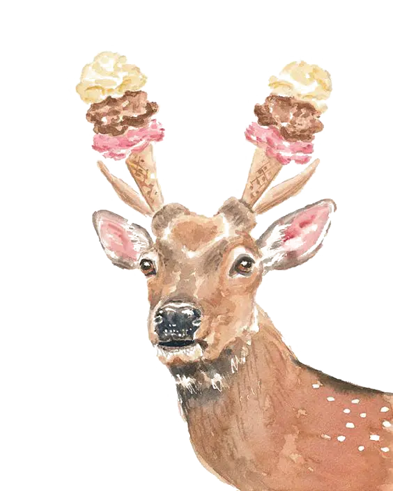 Deer with Ice Cream Antlers Illustration
