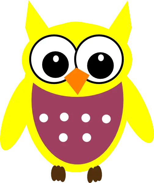 Cute Yellow Owl Cartoon Illustration