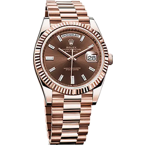 Luxury Brown Wristwatch with Metal Bracelet
