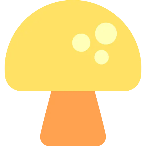 Yellow Mushroom Icon in Flat Style
