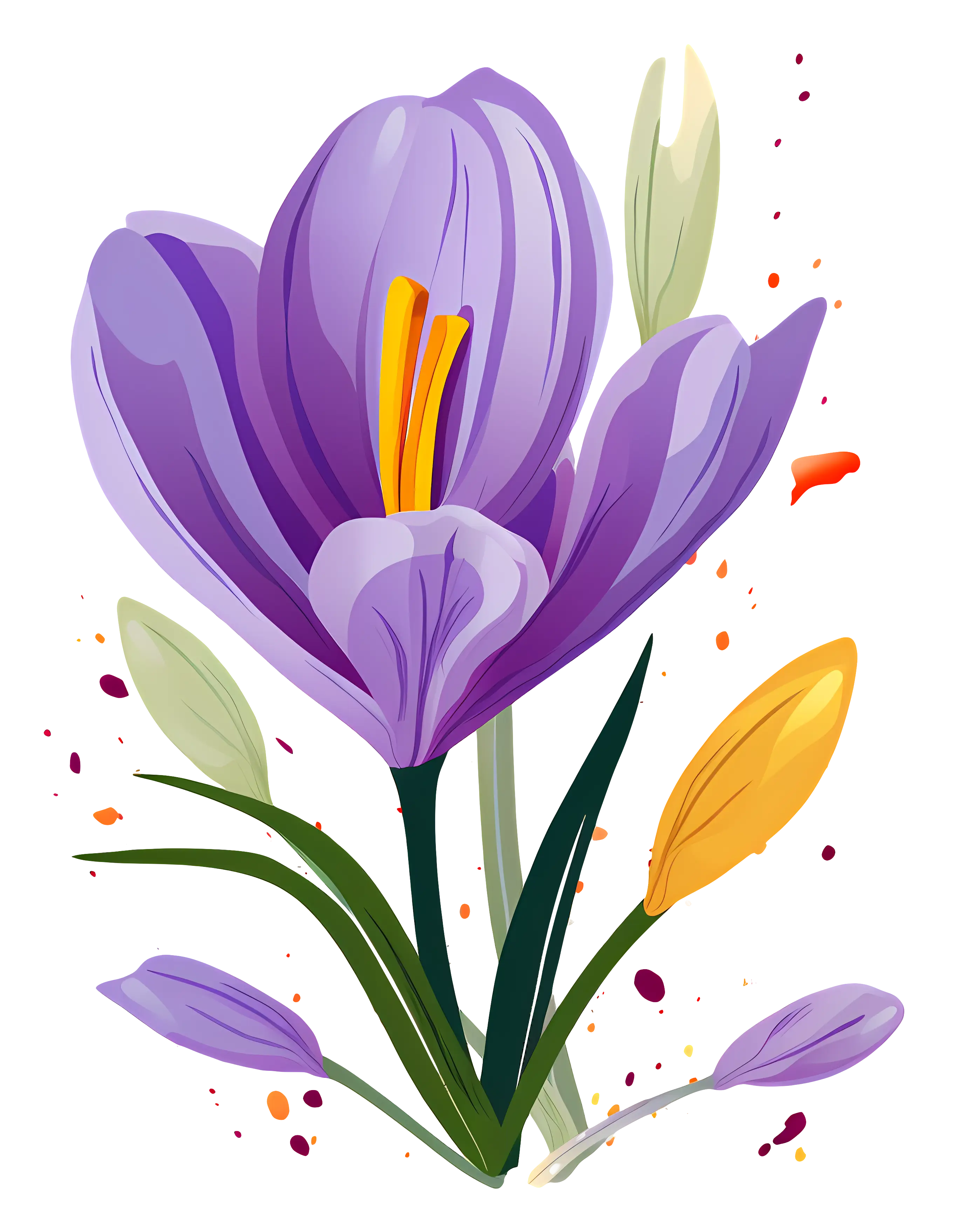 Beautiful Purple Flower Illustration with Details