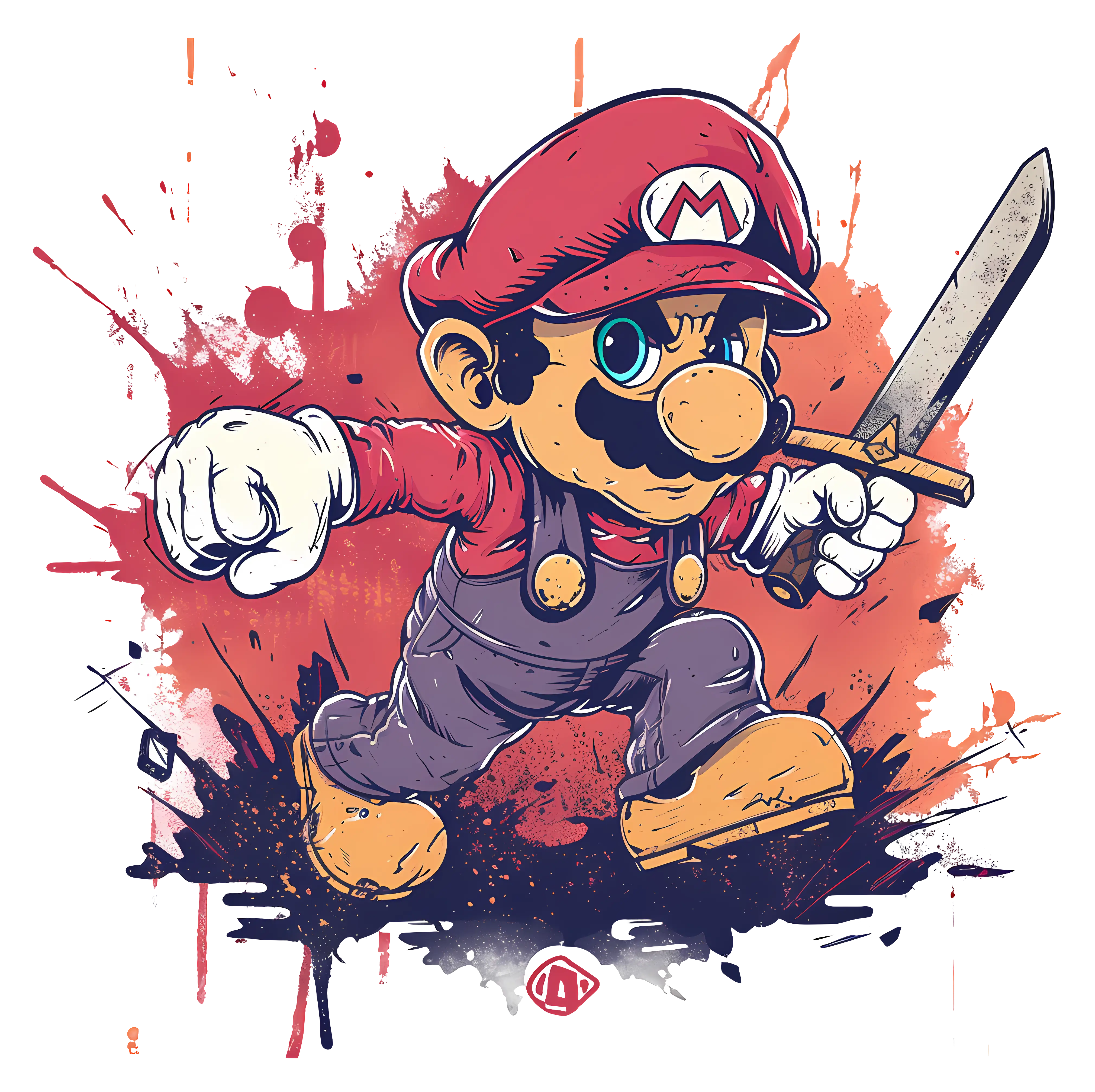 Mario with Sword in Action Pose
