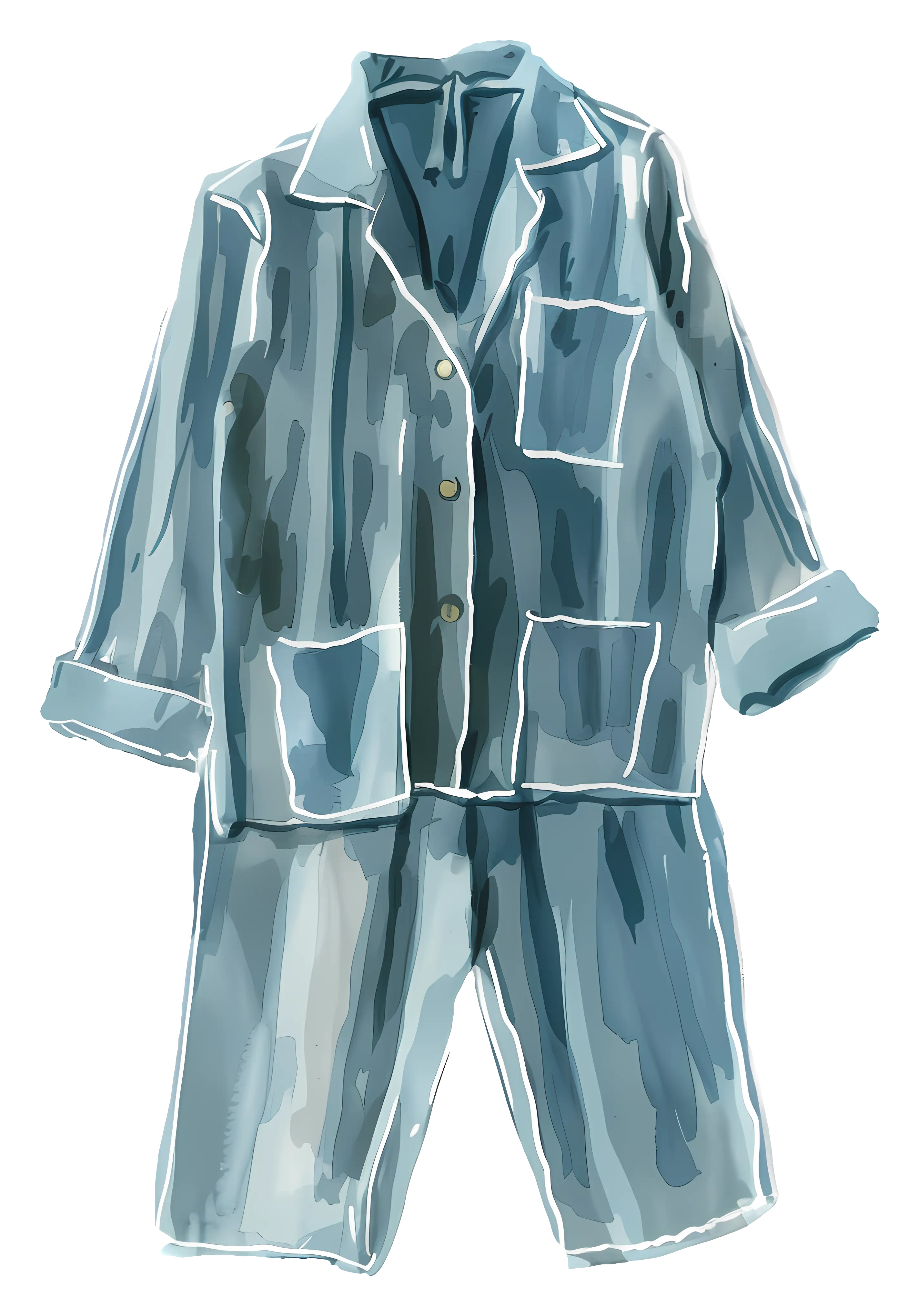 Blue Button-Down Pajamas Set