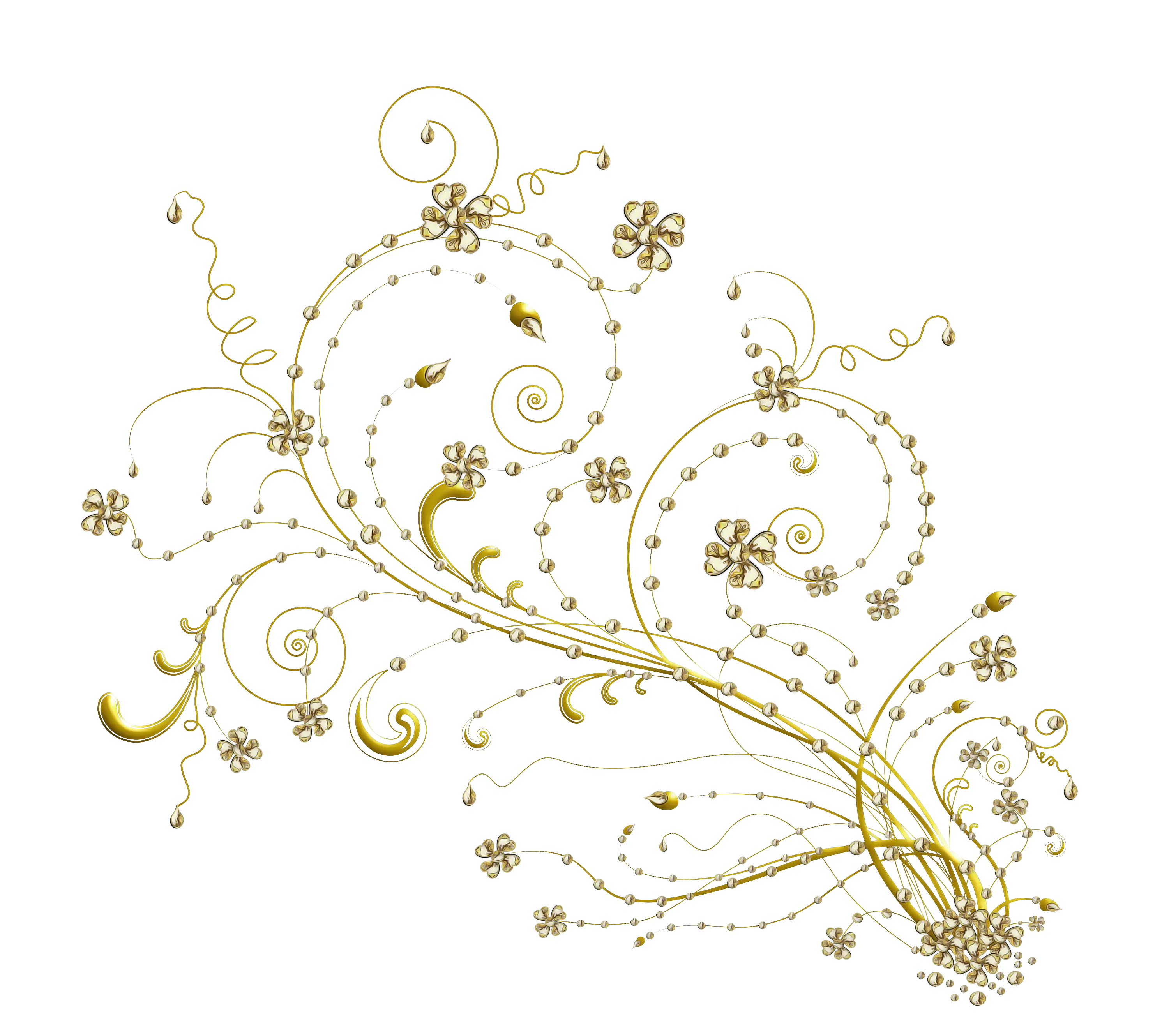 Elegant Gold Floral Ornament Swirls