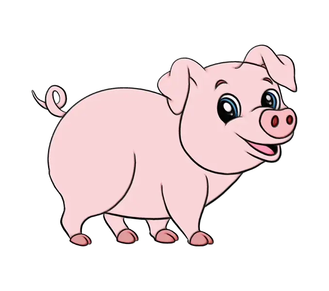 Adorable Pink Pig Cartoon Illustration