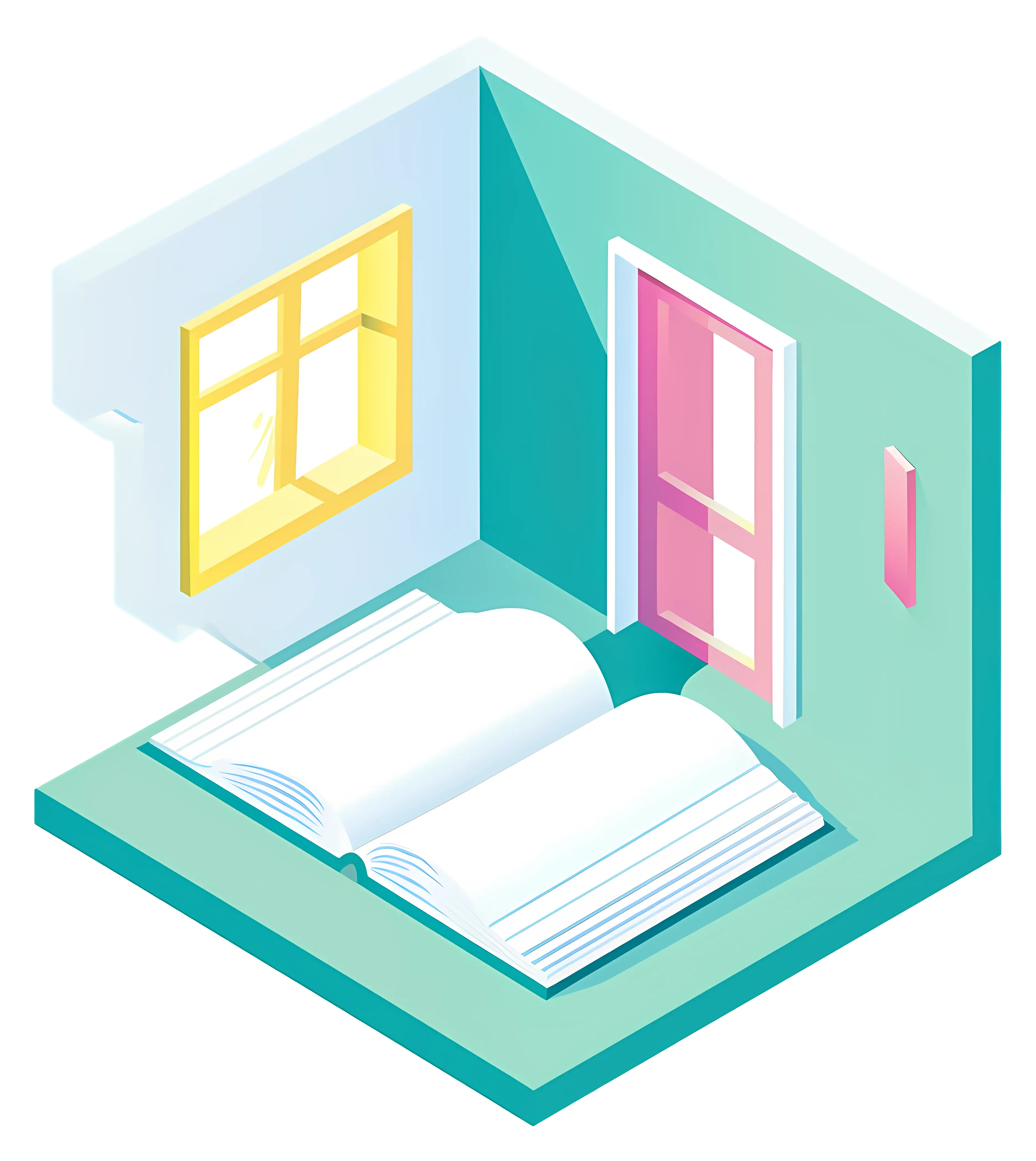 Isometric Room with Open Book
