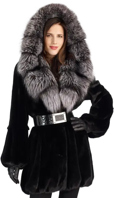Elegant Fur Coat with Hood