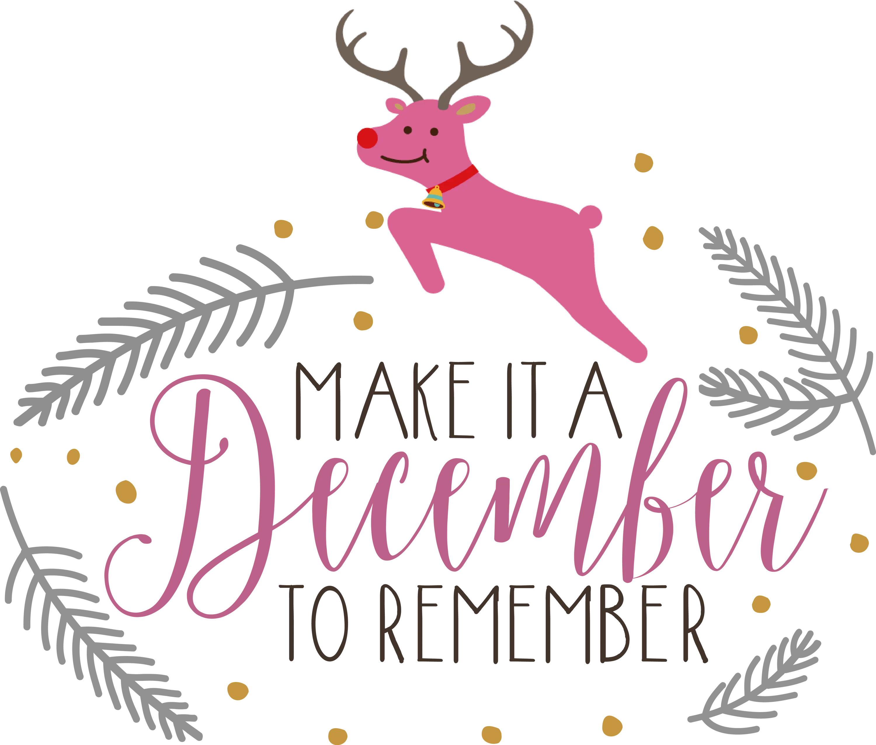 Pink Reindeer &#039;December to Remember&#039; Christmas Design