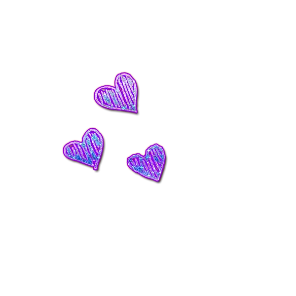 Purple Hand-Drawn Hearts Doodle