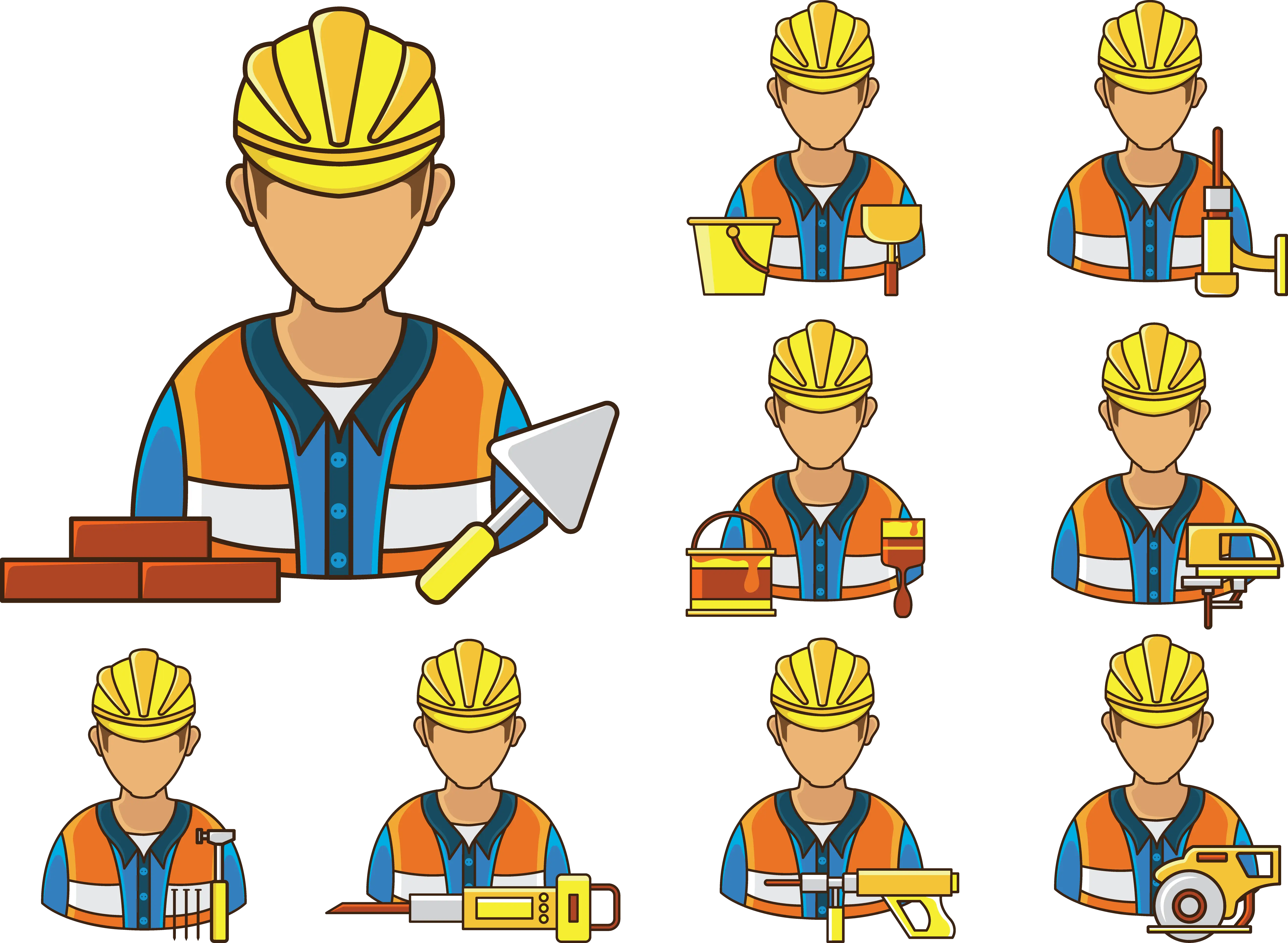 Construction Worker with Tools