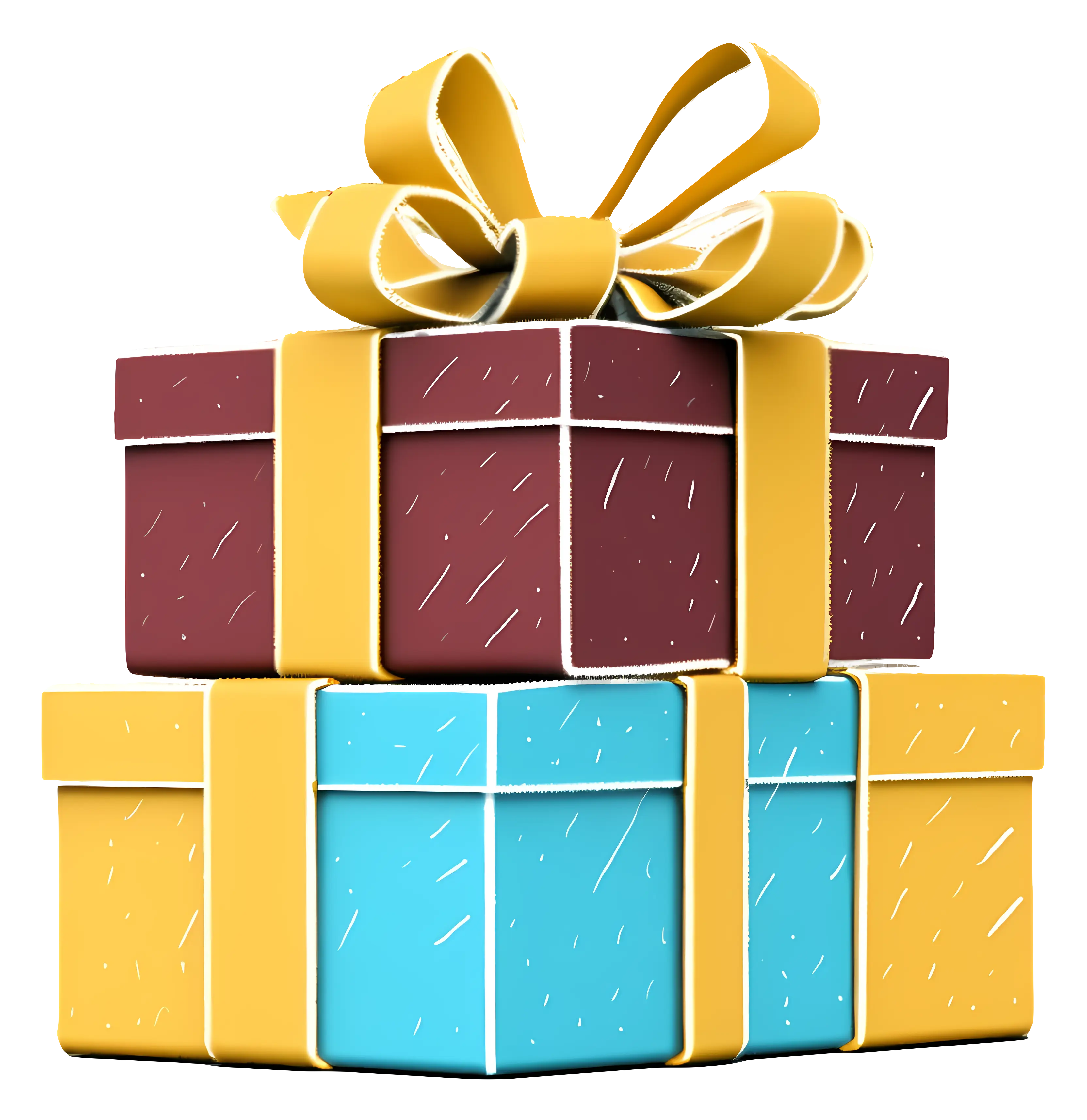Stack of Gift Boxes with Yellow Ribbons