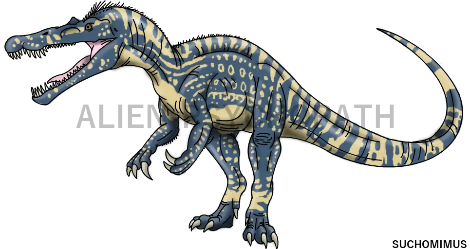Blue and Yellow Suchomimus Dinosaur Illustration