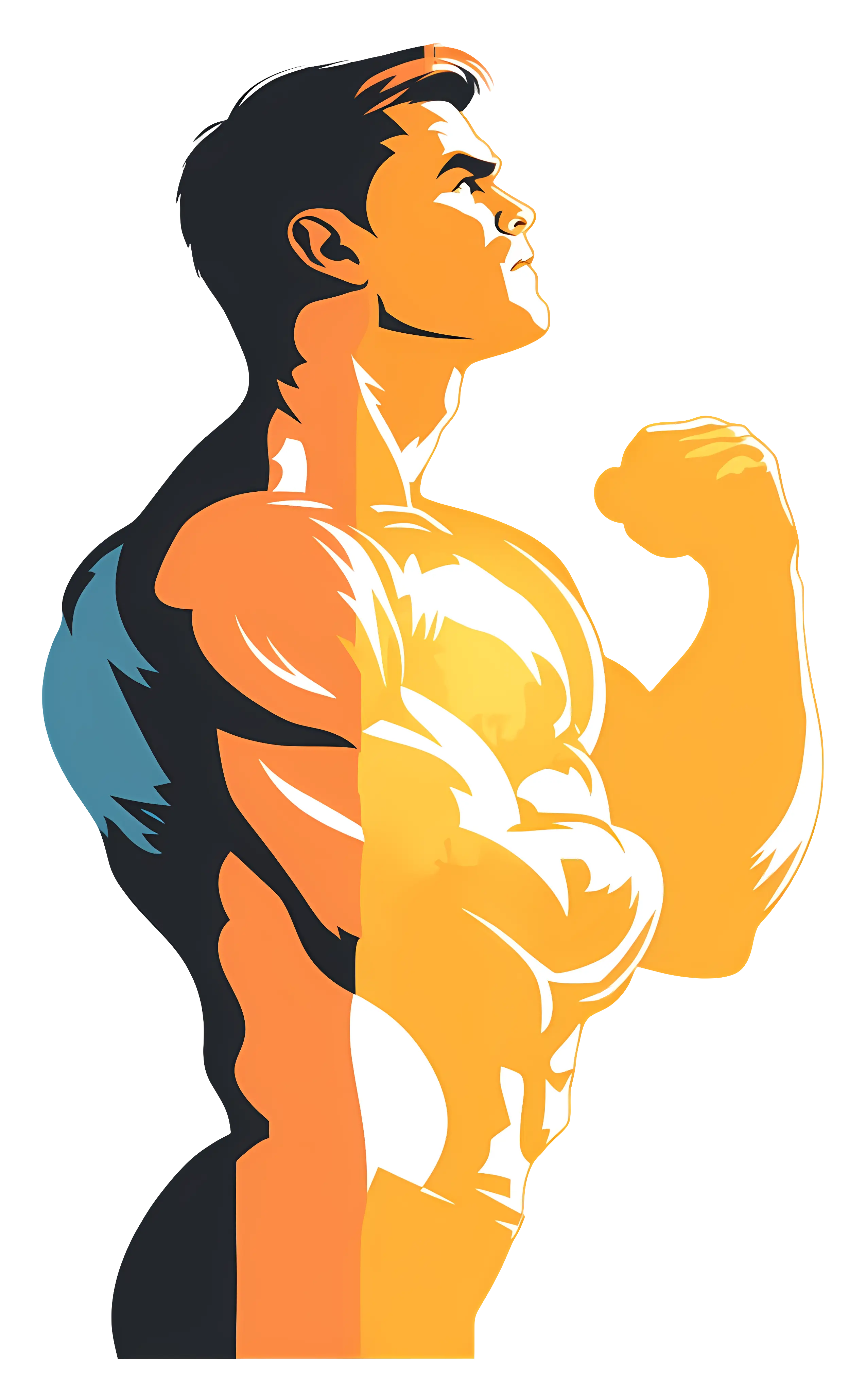 Yellow Strong Man Silhouette