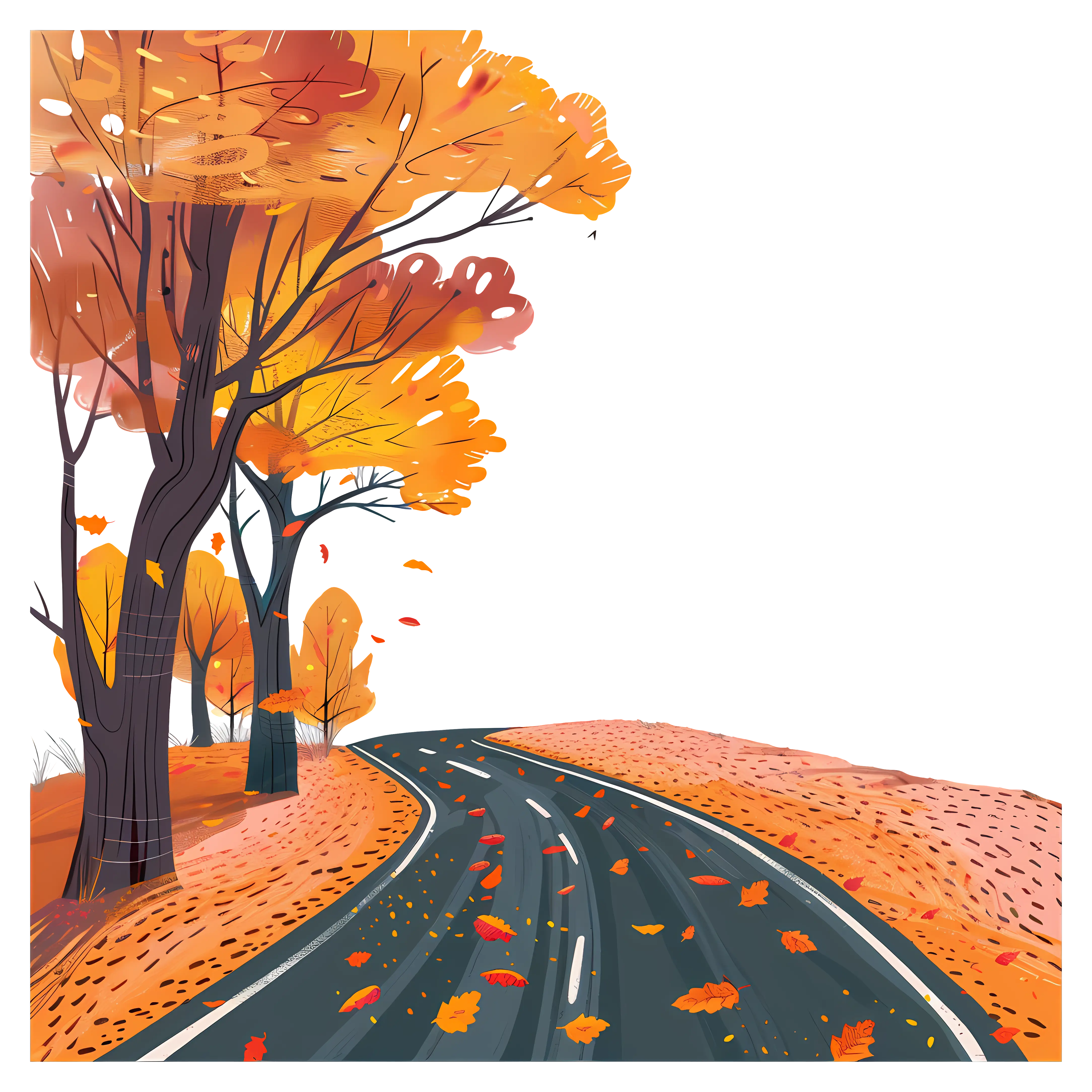 Autumn Landscape with Tree-Lined Road