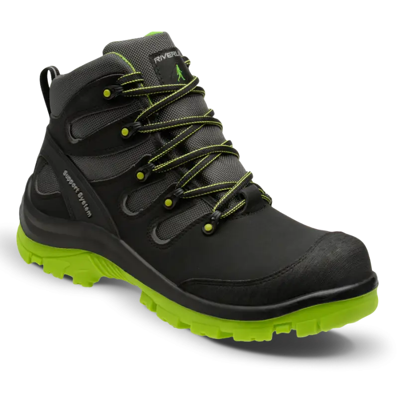 Black and Green Hiking Boot for Outdoor Activities