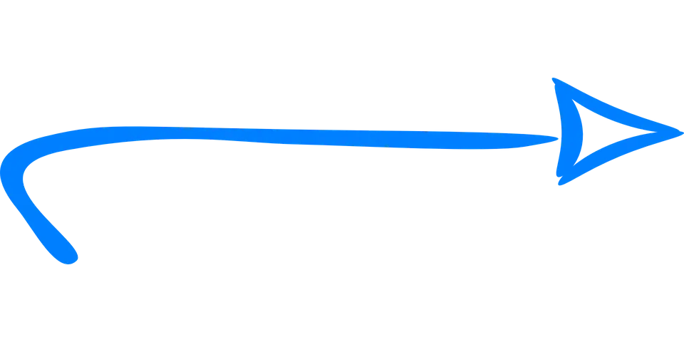 Curved Blue Arrow Pointing Right