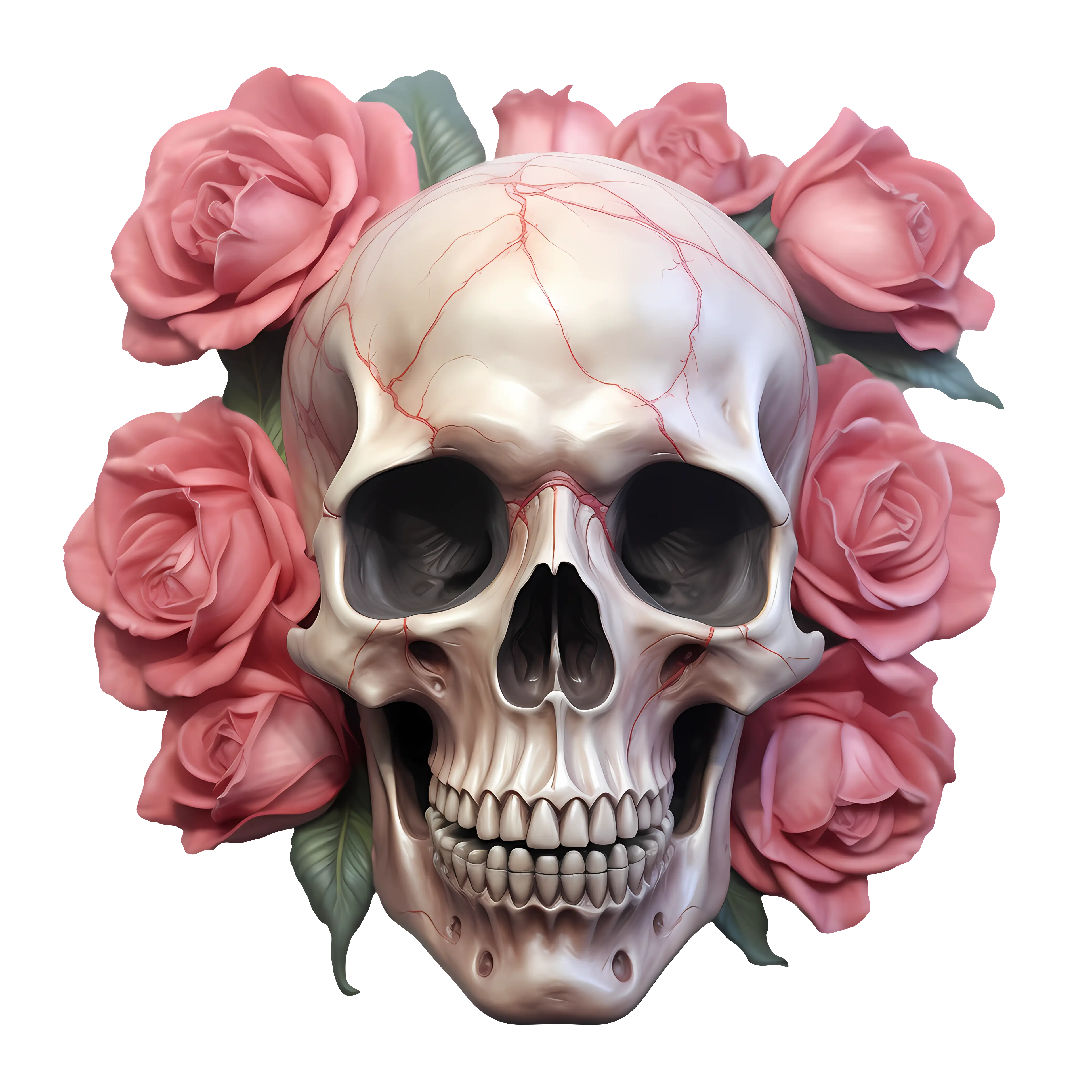 Skull Illustration Surrounded by Roses