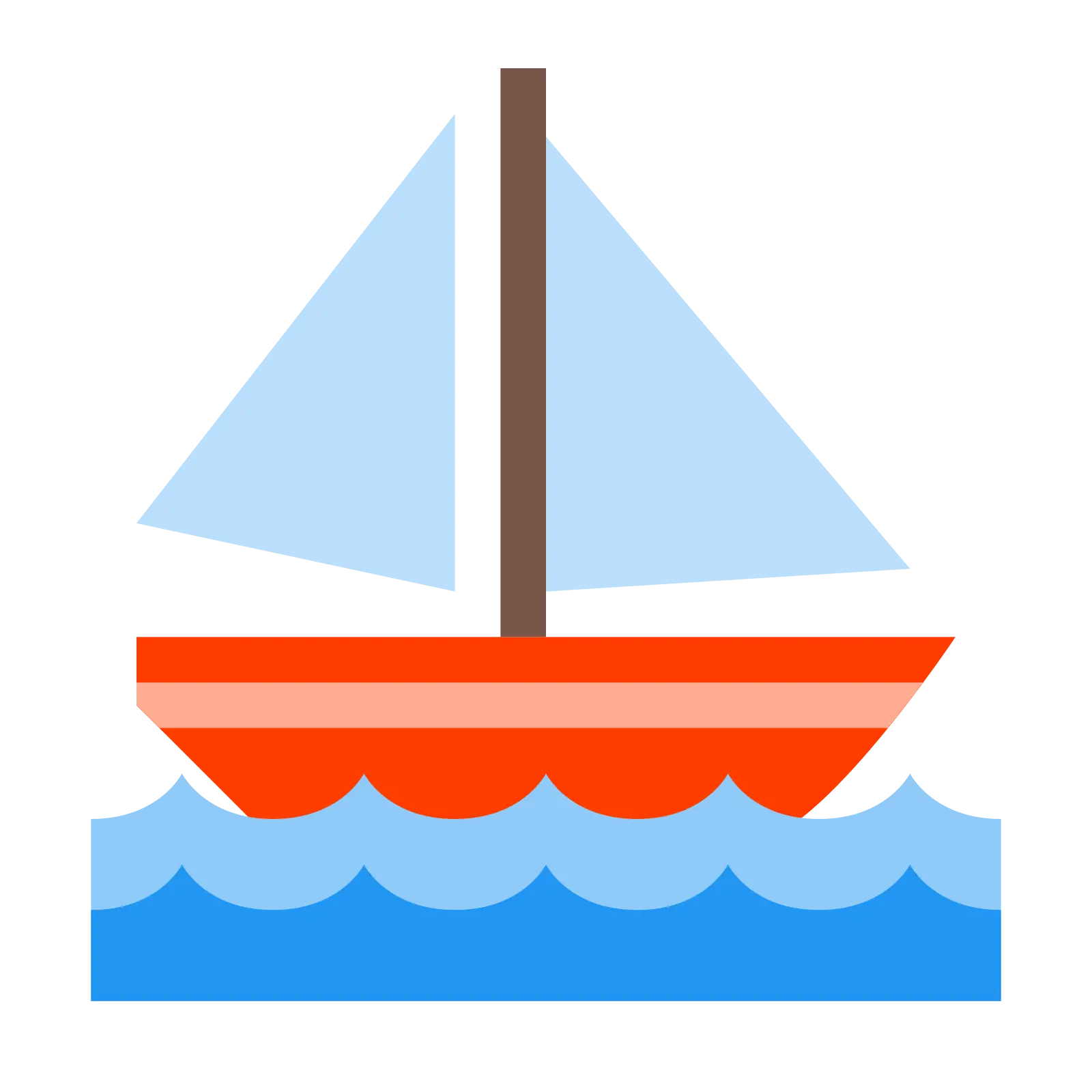 Colorful Sailboat Icon on Ocean Waves