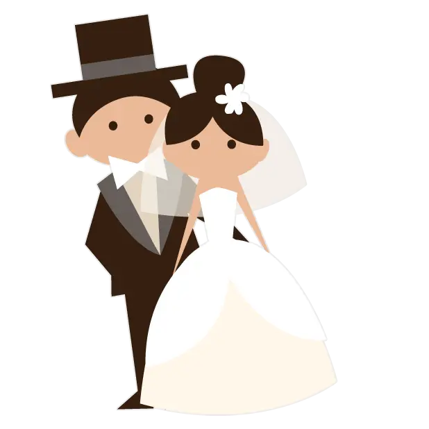 Wedding Couple Cartoon in Romantic Style