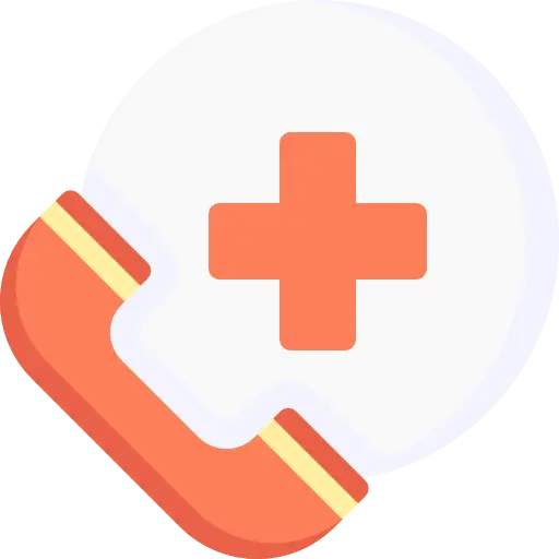 Emergency Symbol with Red Cross and Phone