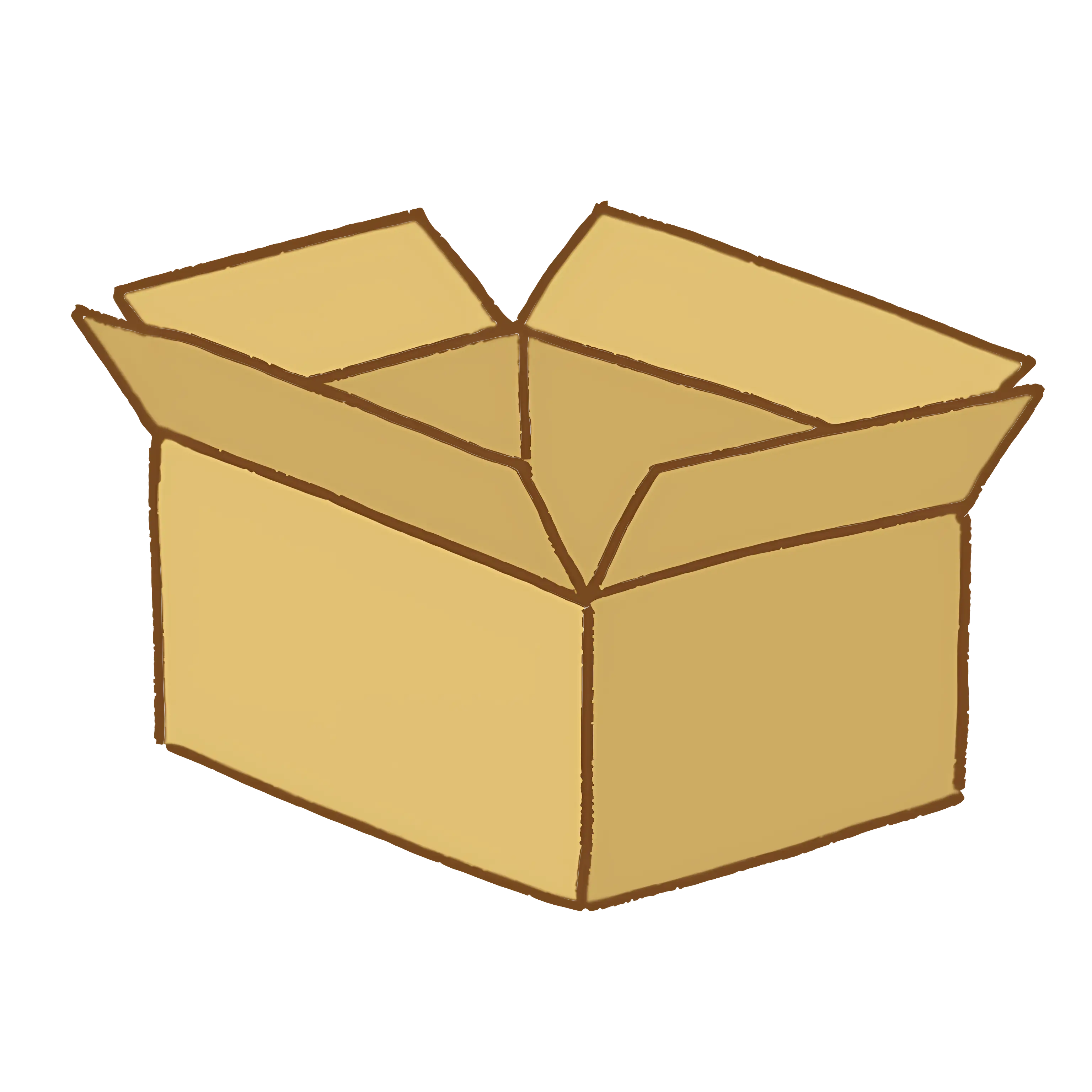 Brown Open Cardboard Box Illustration