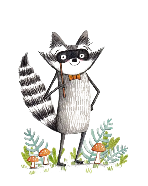 Cartoon Raccoon with Bow Tie