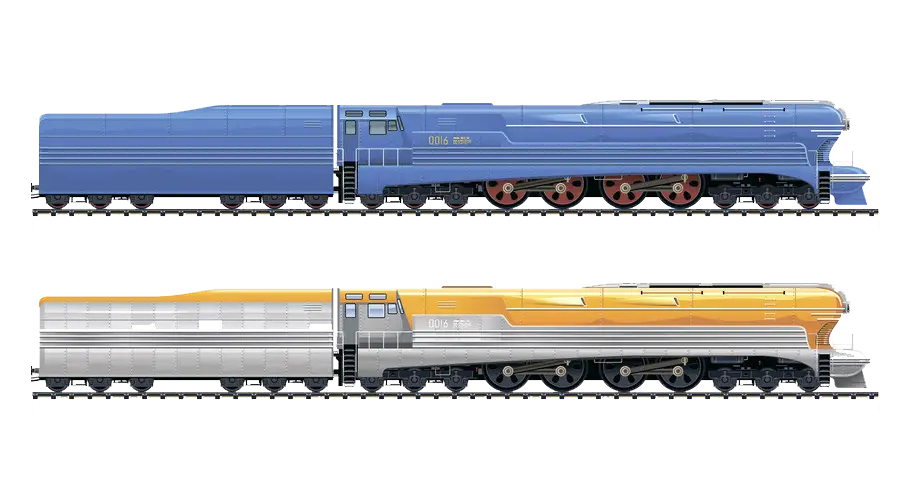 Classic and Modern Trains on Railway