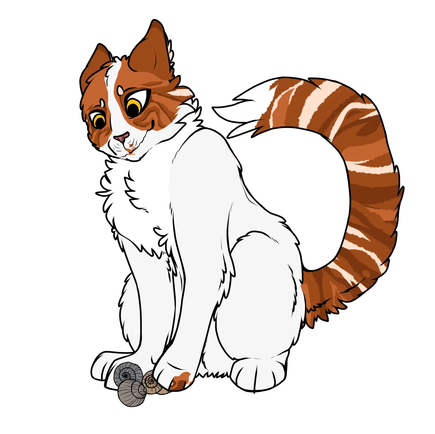 Cartoon White and Orange Cat Playing