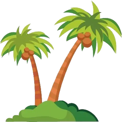 Twin Palm Trees Illustration for a Tropical Scene