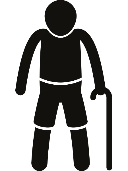 Walking Stick and Person Silhouette Symbol
