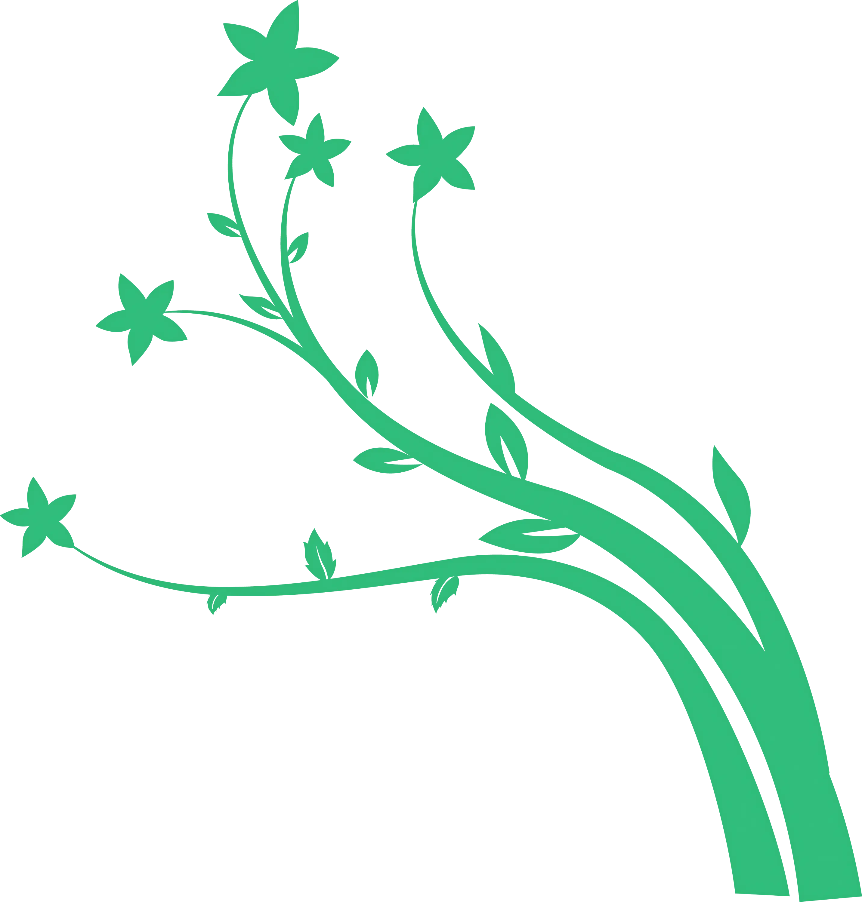Green Floral Branch Illustration