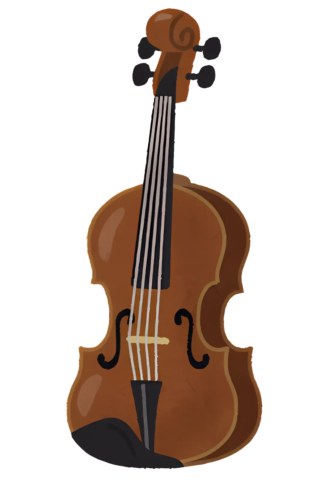 Cartoon Violin Illustration in Wooden Style
