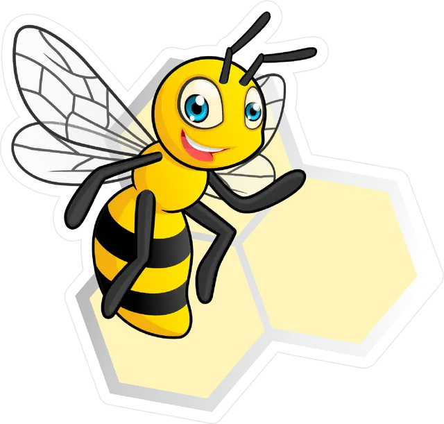 Cartoon Bee Smiling with Honeycomb