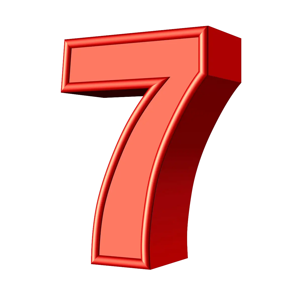Bold Red Number Seven Symbol