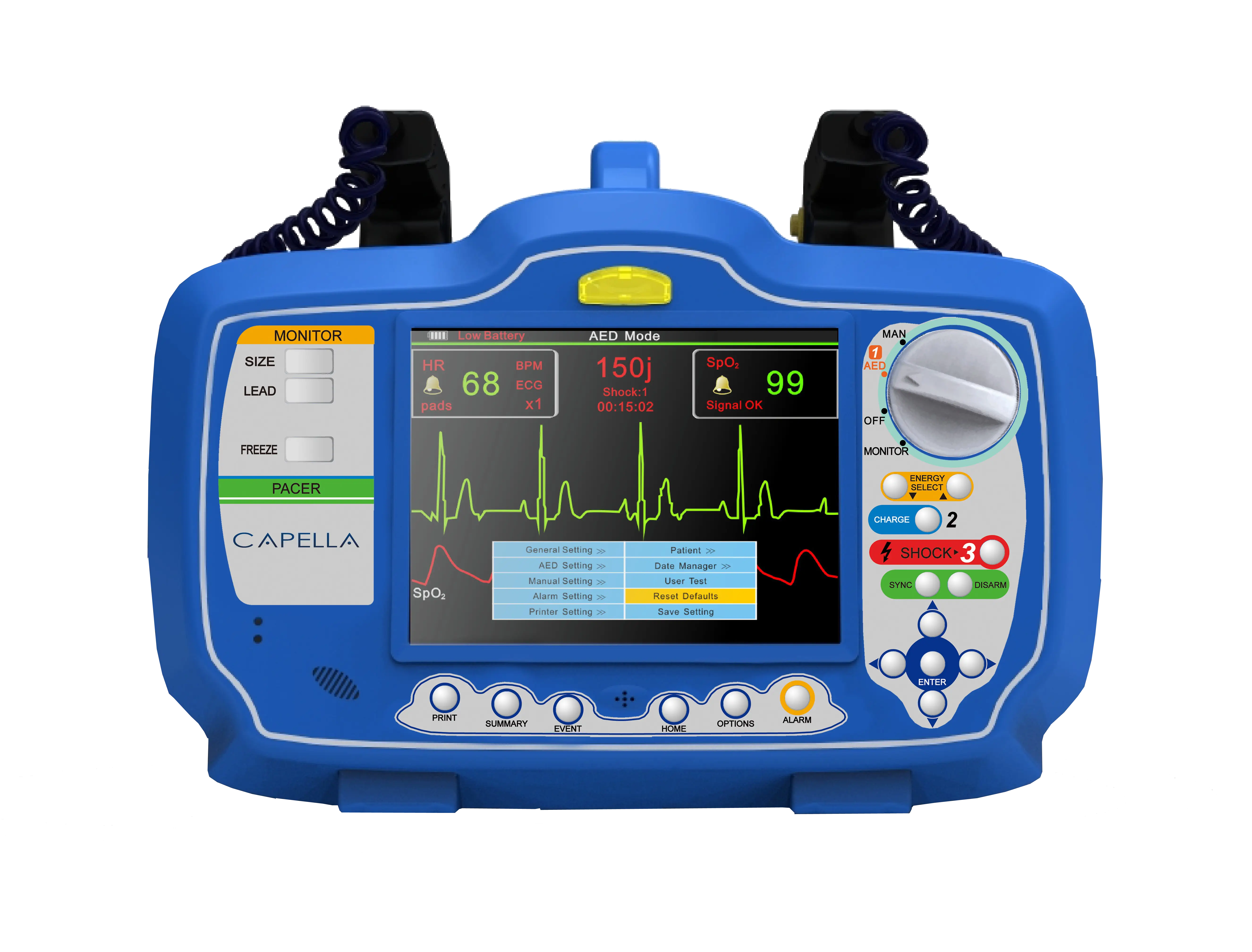 Blue Portable Defibrillator Device for Medical Use