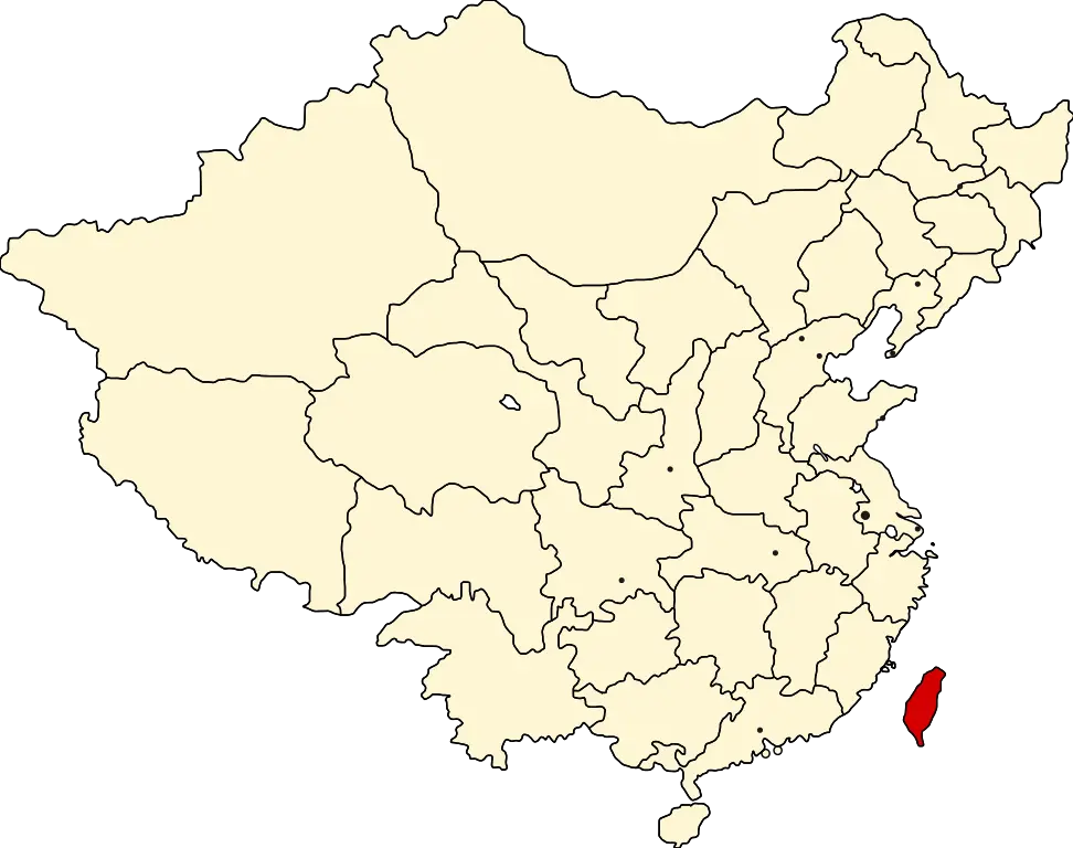 China Map Highlighting Taiwan in Red