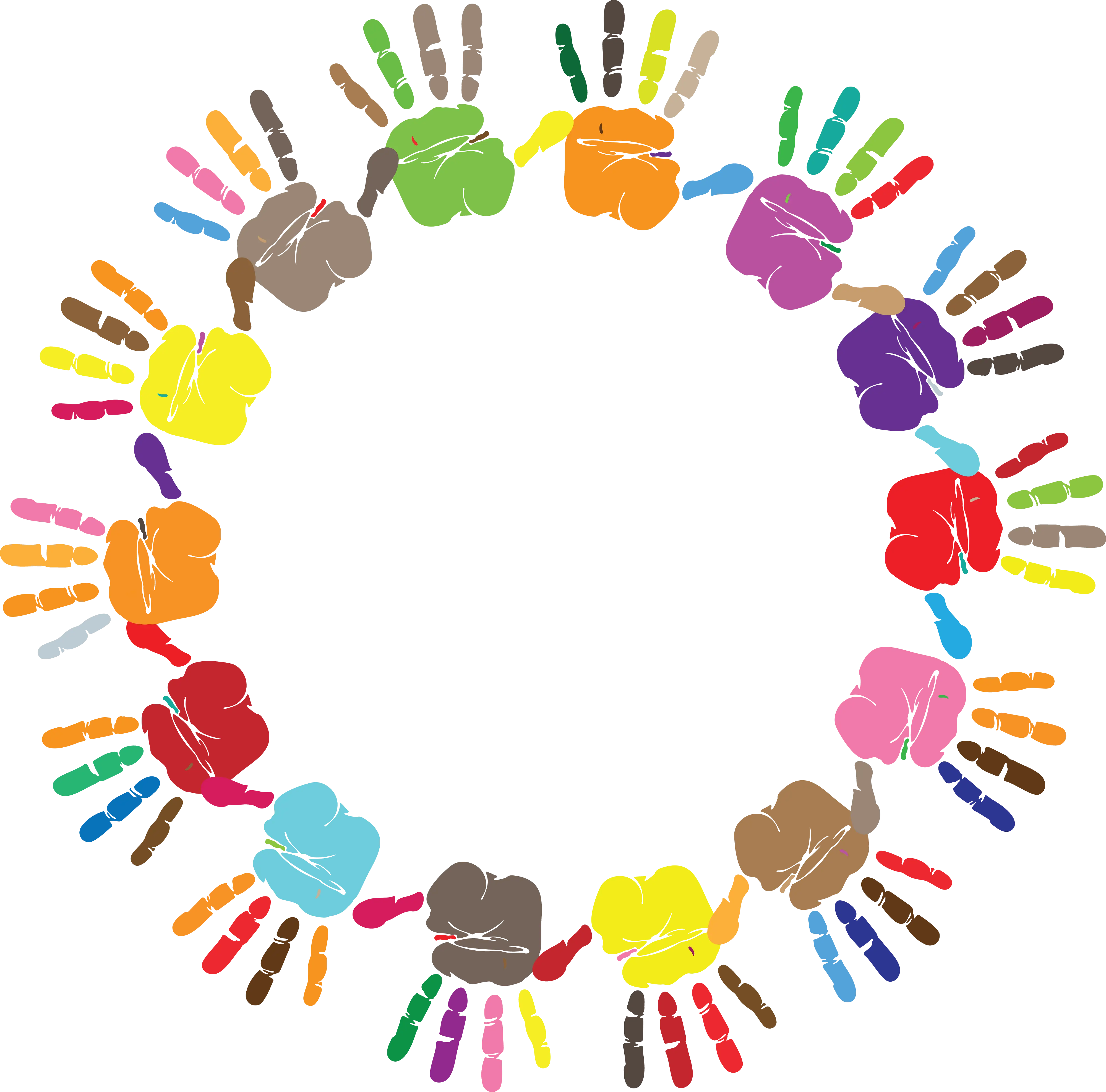 Colorful Handprints in a Circle