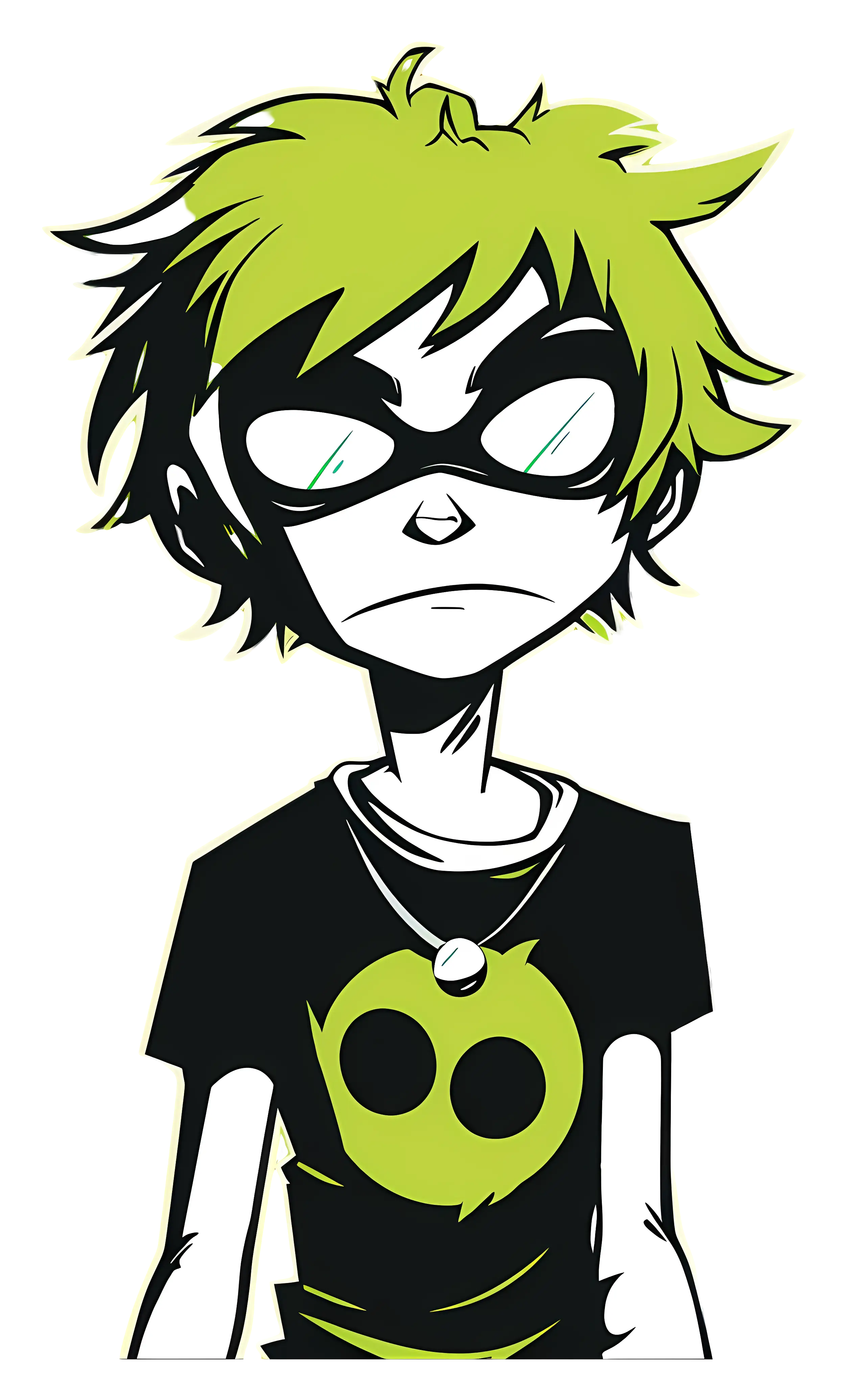 Cartoon Boy with Green Hair and Glasses