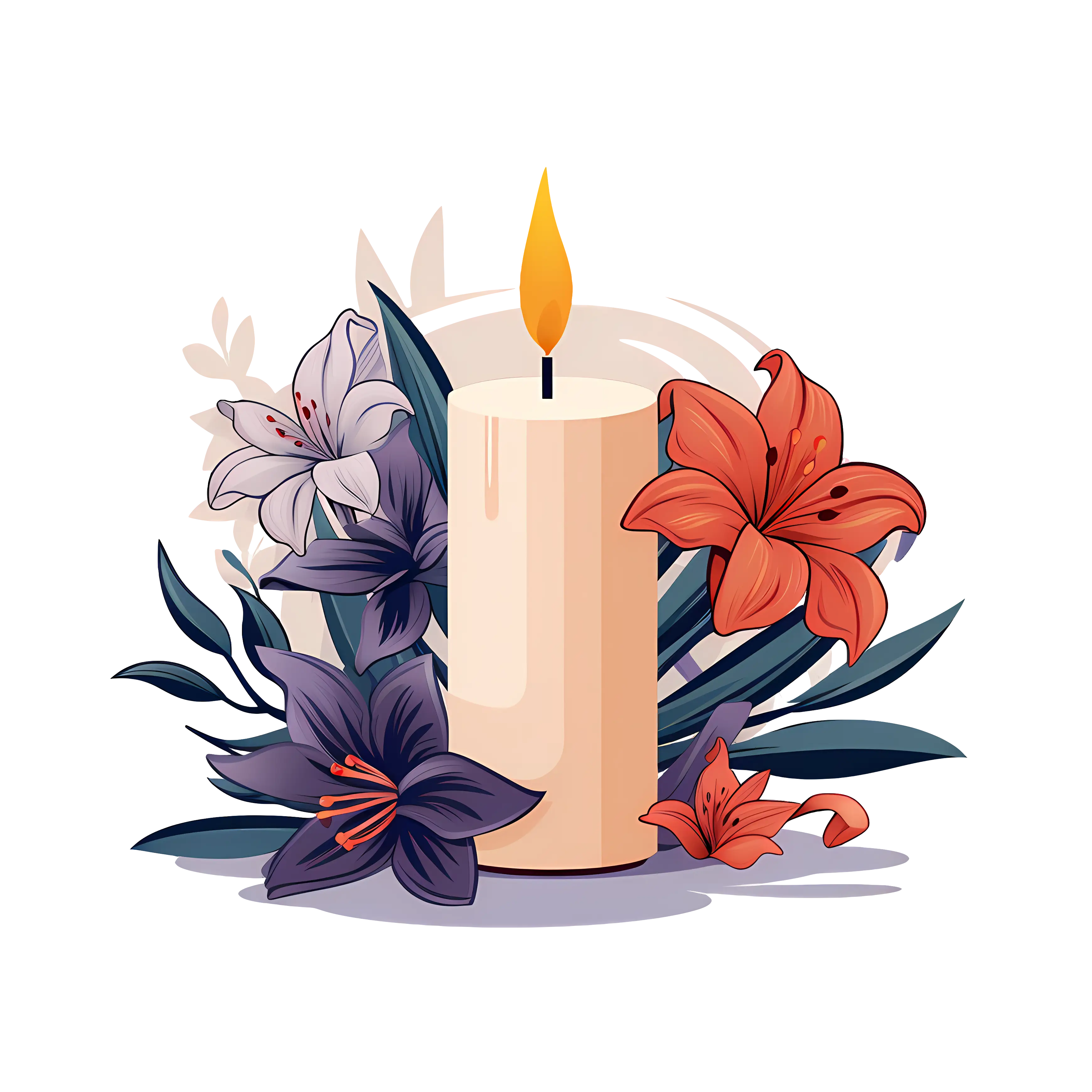 Candle with Lilies for Decoration